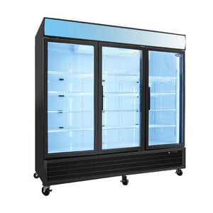 English Elm Orikool 70 Cu Ft Commercial Glass Door Merchandiser with LED Branding Panel W2095126614