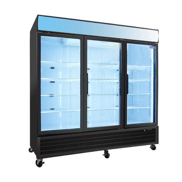English Elm Orikool 70 Cu Ft Commercial Glass Door Merchandiser with LED Branding Panel W2095126614