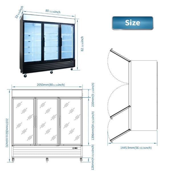 English Elm Orikool 70 Cu Ft Commercial Glass Door Merchandiser with LED Branding Panel W2095126614