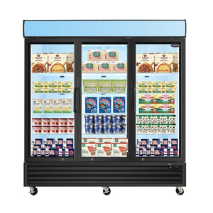English Elm Orikool 70 Cu Ft Commercial Glass Door Reach in Freezer with LED Interior Lighting W2095126615