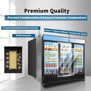 English Elm Orikool 70 Cu Ft Commercial Glass Door Reach in Freezer with LED Interior Lighting W2095126615