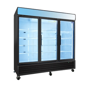 English Elm Orikool 70 Cu Ft Commercial Glass Door Reach in Freezer with LED Interior Lighting W2095126615