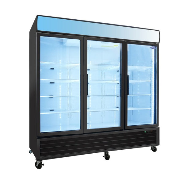 English Elm Orikool 70 Cu Ft Commercial Glass Door Reach in Freezer with LED Interior Lighting W2095126615