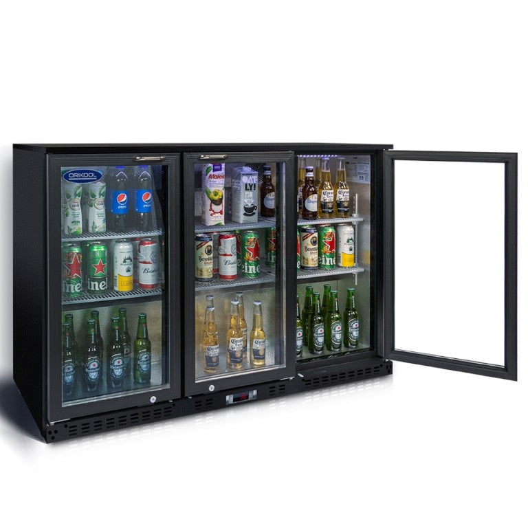 English Elm Orikool Commercial Back Bar Fridge Triple Glass Door 480 Can Beverage Cooler W2095P162741