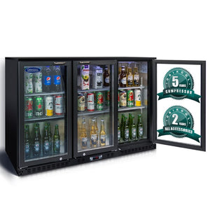 English Elm Orikool Commercial Back Bar Fridge Triple Glass Door 480 Can Beverage Cooler W2095P162741