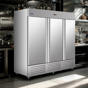English Elm Orikool Three Door Stainless Reach in Commercial Refrigerator 72 Cu Ft ETL Rated W2095P368663