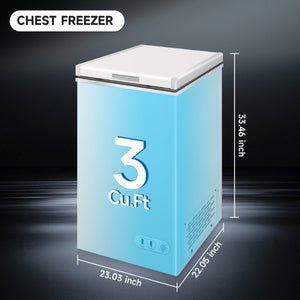 English Elm Orikool Commercial Chest Freezer 3 Cu Ft Lockable Solid Top Bulk Storage Unit W2095P372718
