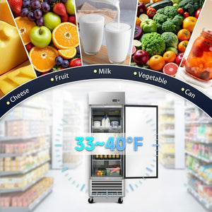 English Elm 27 Inch Commercial Reach in Refrigerator 23 Cu Ft Stainless Steel ETL Certified Upright W2095P387446
