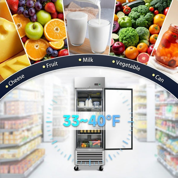 English Elm 27 Inch Commercial Reach in Refrigerator 23 Cu Ft Stainless Steel ETL Certified Upright W2095P387446