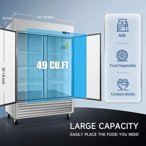 English Elm 54 Inch Commercial Reach-In Refrigerator Stainless Steel Two Door 49 Cu Ft ETL W2095P387447