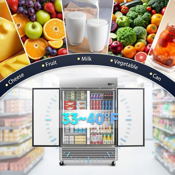 English Elm 54 Inch Commercial Reach-In Refrigerator Stainless Steel Two Door 49 Cu Ft ETL W2095P387447