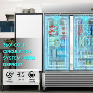 English Elm 54 Inch Commercial Reach-In Refrigerator Stainless Steel Two Door 49 Cu Ft ETL W2095P387447