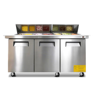 English Elm Orikool Commercial Sandwich Prep Table with Butcher Block Board and ETL Certified Cooling W2095P410619