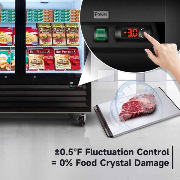 English Elm Glass Door Commercial Upright Freezer 70 Cu Ft Triple Pane LED Retail Display W2095P435832