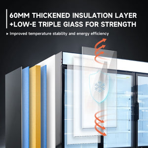 English Elm Glass Door Commercial Upright Freezer 70 Cu Ft Triple Pane LED Retail Display W2095P435832