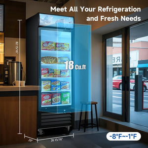 English Elm 16 Cu Ft Upright Commercial Freezer Merchandiser with Triple Pane Glass and LED Interior W2095P435841