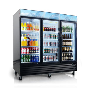 English Elm Glass Door Commercial Merchandiser Refrigerator 70 Cu Ft LED Branding Panel 12 Shelves W2095P435845