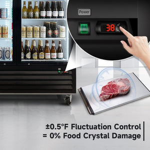 English Elm Glass Door Commercial Merchandiser Refrigerator 70 Cu Ft LED Branding Panel 12 Shelves W2095P435845