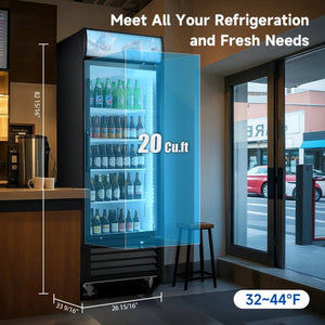 English Elm Glass Door Commercial Merchandiser Refrigerator 19.3 Cu Ft with LED Signage Panel W2095P435847