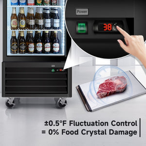 English Elm Glass Door Commercial Merchandiser Refrigerator 19.3 Cu Ft with LED Signage Panel W2095P435847