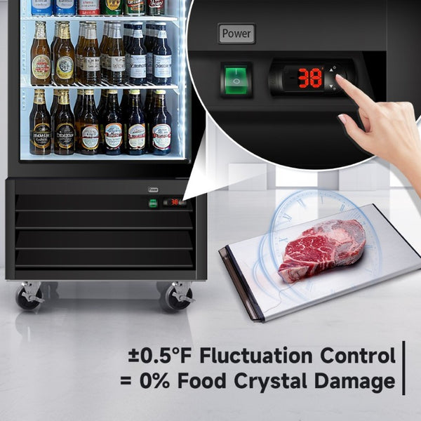 English Elm Glass Door Commercial Merchandiser Refrigerator 19.3 Cu Ft with LED Signage Panel W2095P435847