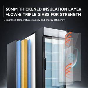 English Elm Glass Door Commercial Merchandiser Refrigerator 19.3 Cu Ft with LED Signage Panel W2095P435847