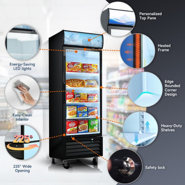 English Elm Glass Door Upright Commercial Freezer 19.3 Cu Ft LED Display Merchandiser Reach In W2095P435851