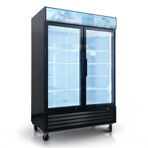 English Elm Glass Door Commercial Reach in Freezer 44.7 Cu Ft with LED Panel and Triple Tempered Doors W2095P435852