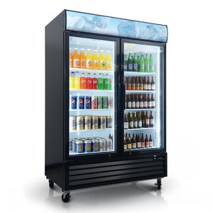 English Elm Glass Door Commercial Merchandiser Refrigerator 44.7 Cu Ft with LED Branding Panel W2095P435854