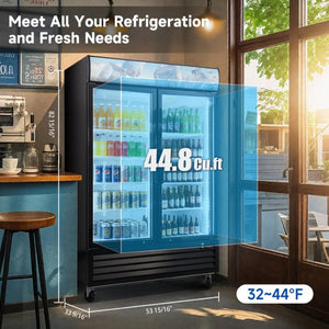English Elm Glass Door Commercial Merchandiser Refrigerator 44.7 Cu Ft with LED Branding Panel W2095P435854