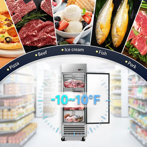 English Elm 27 Inch Stainless Steel Upright Reach in Freezer 23 Cu Ft Commercial Kitchen Storage W2095P436595