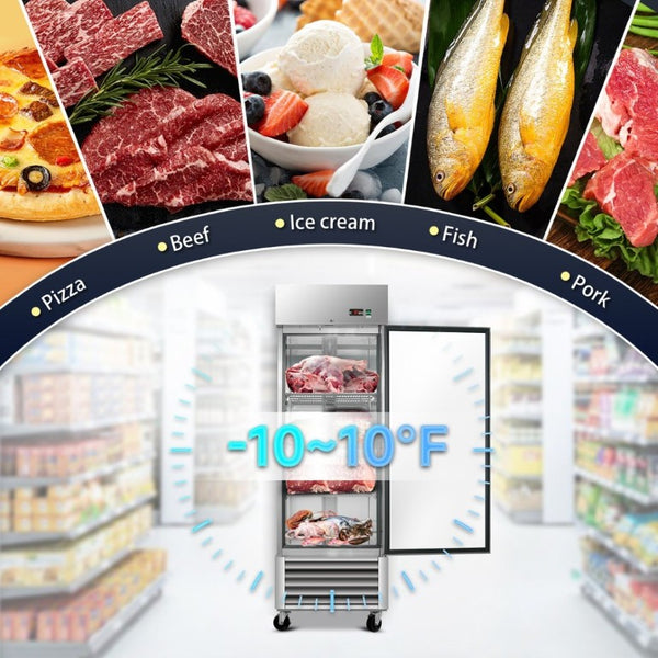 English Elm 27 Inch Stainless Steel Upright Reach in Freezer 23 Cu Ft Commercial Kitchen Storage W2095P436595