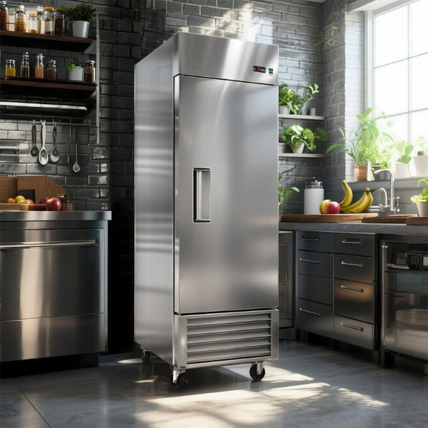English Elm 27 Inch Stainless Steel Upright Reach in Freezer 23 Cu Ft Commercial Kitchen Storage W2095P436595