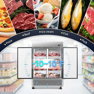 English Elm 54 Inch Commercial Upright Reach in Freezer Stainless Steel Dual Door 49 Cu Ft ETL W2095P436597