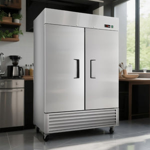 English Elm 54 Inch Commercial Upright Reach in Freezer Stainless Steel Dual Door 49 Cu Ft ETL W2095P436597
