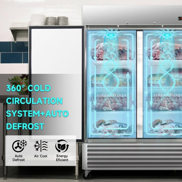 English Elm 54 Inch Commercial Upright Reach in Freezer Stainless Steel Dual Door 49 Cu Ft ETL W2095P436597