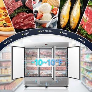 English Elm 81 Inch Stainless Steel Commercial Reach-In Freezer 72 Cu Ft ETL Approved Storage 2 Door W2095P436610