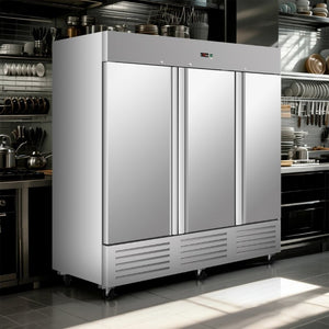 English Elm 81 Inch Stainless Steel Commercial Reach-In Freezer 72 Cu Ft ETL Approved Storage 2 Door W2095P436610