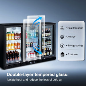 English Elm Beverage Cooler 53 Inch Triple Glass Door Back Bar Fridge Holds 480 Cans W2095P474893