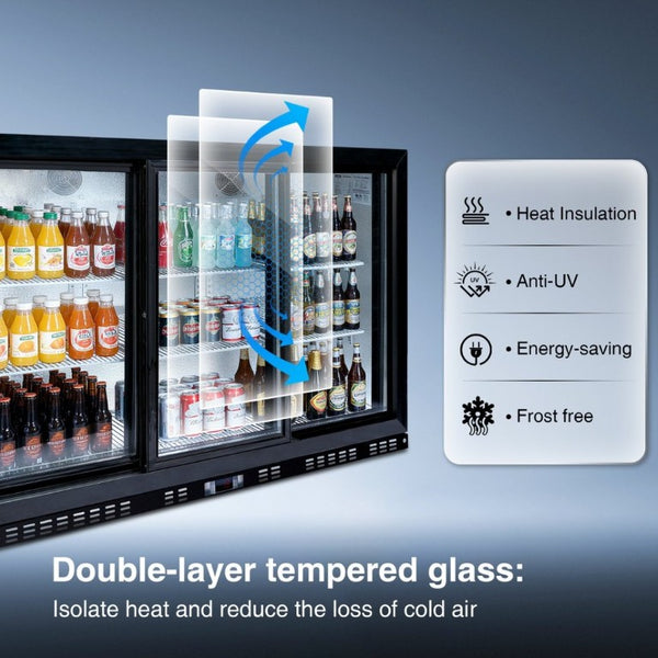 English Elm 53 Inch Commercial Back Bar Cooler Three Glass Doors 480 Can Capacity Home Bar Fridge W2095P474894