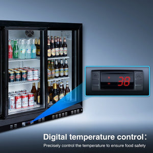 English Elm 53 Inch Commercial Back Bar Cooler Three Glass Doors 480 Can Capacity Home Bar Fridge W2095P474894
