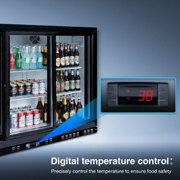 English Elm 53 Inch Commercial Back Bar Cooler Three Glass Doors 480 Can Capacity Home Bar Fridge W2095P474894