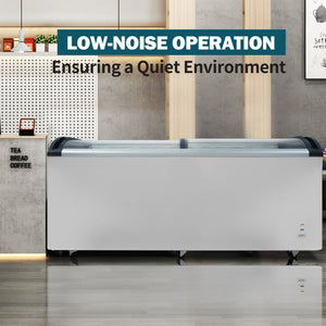 English Elm Curved Glass Lid Commercial Chest Freezer 19 Cu Ft LED Display Ice Cream Unit W2095P475076