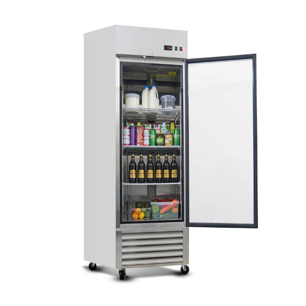 English Elm 27 Cu Ft Stainless Steel Reach in Merchandiser with Tempered Glass and LED Cooling W2095P475547