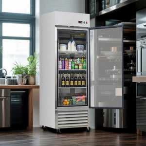 English Elm 27 Cu Ft Stainless Steel Reach in Merchandiser with Tempered Glass and LED Cooling W2095P475547