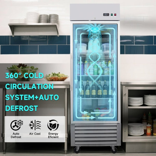 English Elm 27 Cu Ft Stainless Steel Reach in Merchandiser with Tempered Glass and LED Cooling W2095P475547