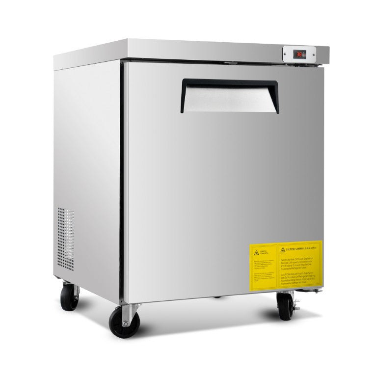 English Elm 29 in Undercounter Commercial Refrigerator 8 Cu Ft Single Door ETL Listed with Casters W2095P475591