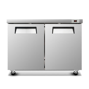 English Elm 48 Inch Stainless Steel Undercounter Commercial Refrigerator with Dual Doors and Casters W2095P475599