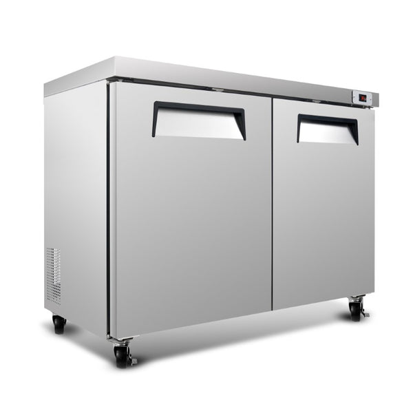 English Elm 48 Inch Stainless Steel Undercounter Commercial Refrigerator with Dual Doors and Casters W2095P475599
