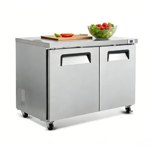 English Elm 48 Inch Commercial Undercounter Freezer Dual Door 14.1 Cu Ft Stainless ETL Certified W2095P475608